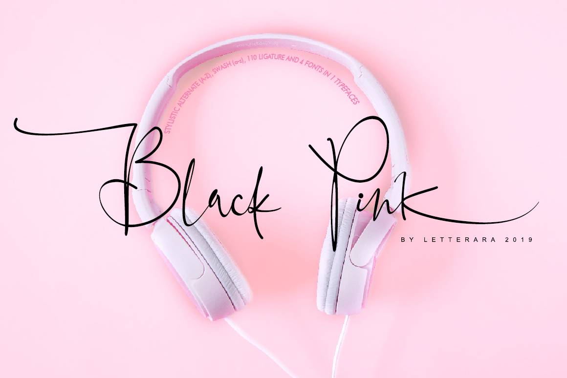 Black Pink Signature Script Font sample