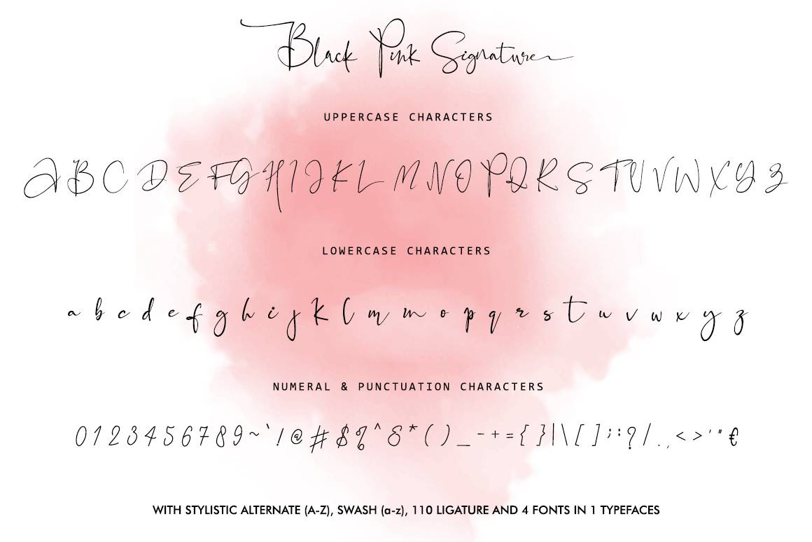 Black Pink Signature Script Font sample