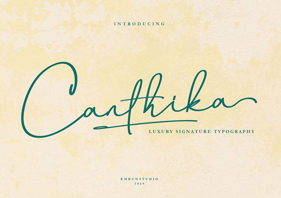 Canthika Stylish Signature Font sample
